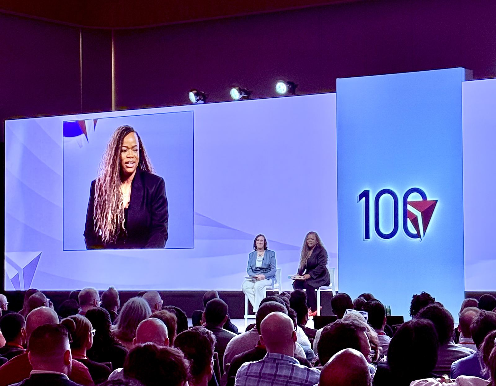 Sparkle Mixson speaking at Delta Air Lines' 100th Anniversary Celebration